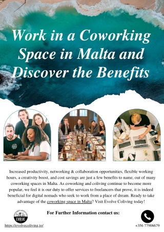 Work in a Coworking Space in Malta and Discover the Benefits