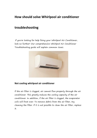 How should solve Whirlpool air conditioner trouble