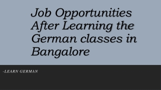 Job Opportunities After Learning the German classes in Bangalore