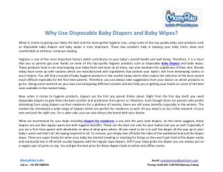 Why Use Disposable Baby Diapers and Baby Wipes?
