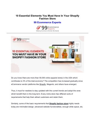 10 Essential Elements You Must Have In Your Shopify Fashion Store