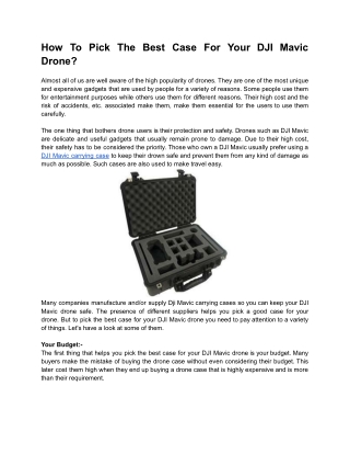 How To Pick The Best Case For Your DJI Mavic Drone?