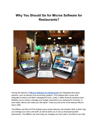 Why You Should Go for Micros Software for Restaurants.pdf