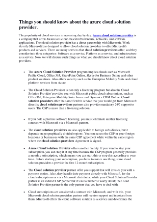 Things you should know about azure cloud solution provider