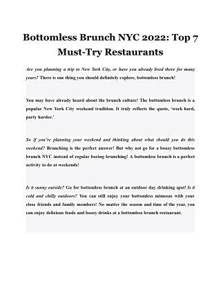 Bottomless Brunch NYC 2022: Top 7 Must-Try Restaurants
