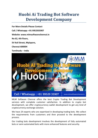 Huobi Ai Trading Bot Software Development Company