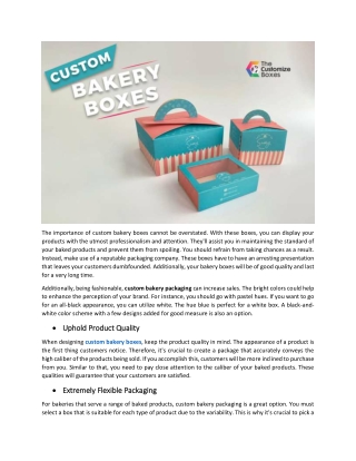 Custom Bakery Boxes - Features of Custom Bakery Packaging for Brand Recognition