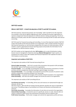 SAP Fico Online Coaching | SAP Fico Training | SAP Fico Course | Fico Course