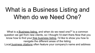What is a Business Listing and When do we Need One_