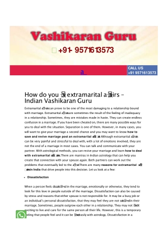 How do you fix extramarital affairs