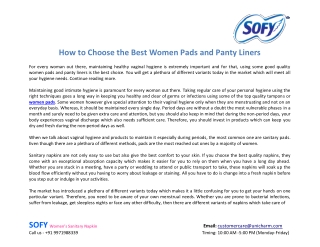 How to Choose the Best Women Pads and Panty Liners