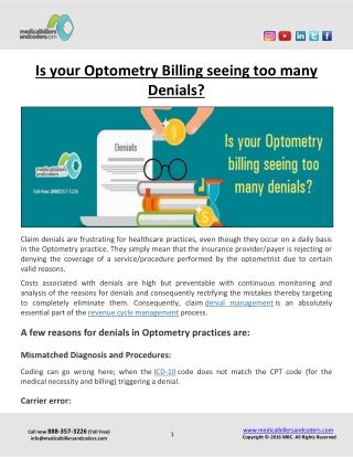 Is your Optometry Billing seeing too many Denials?