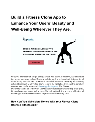 Build a Fitness Clone App to Enhance Your Users’ Beauty and Well-Being Wherever They Are.