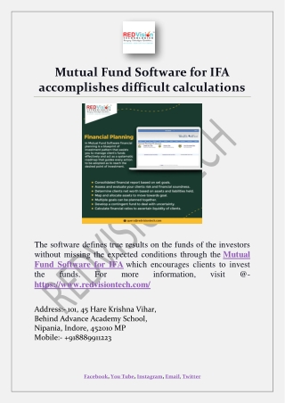 Mutual Fund Software for IFA accomplishes difficult calculations