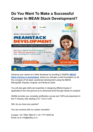 Do You Want To Make a Successful Career In MEAN Stack Development