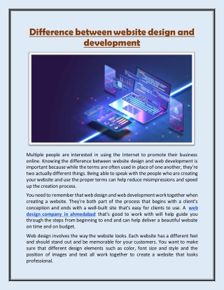Difference between website design and development