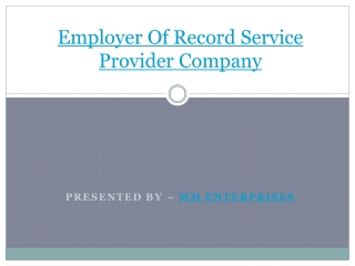 Employer of record service providers company