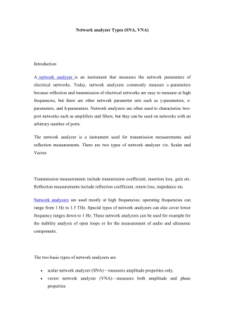 Network analyzer Types