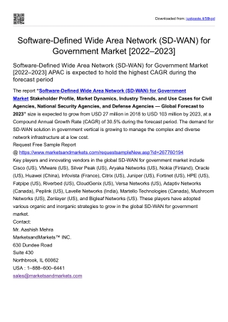 Software-Defined Wide Area Network (SD-WAN) for Government Market [2022–2023]