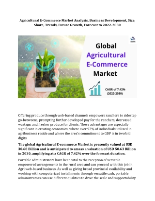 Agricultural E-Commerce Market Analysis, Business Development, Size, Share