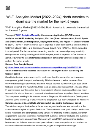 Wi-Fi Analytics Market [2022–2024] North America to dominate the market