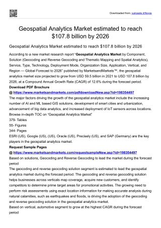 Geospatial Analytics Market estimated to reach $107.8 billion by 2026
