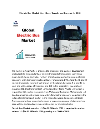 Electric Bus Market Size, Share, Trends, and Forecast by 2030