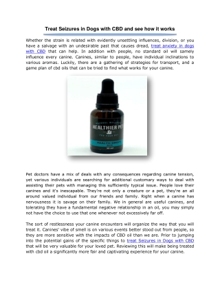 Treat Seizures in Dogs with CBD and see how it works
