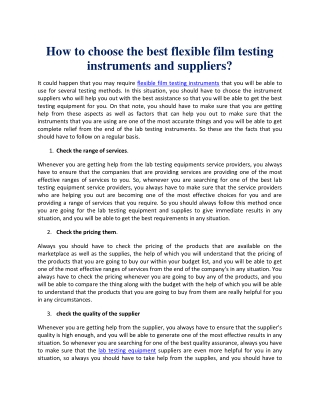 How to choose the best flexible film testing instruments and suppliers?