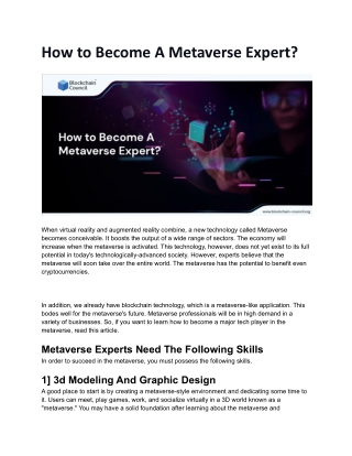 How to Become A Metaverse Expert ?