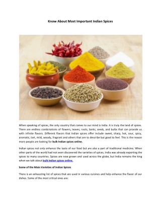 Know About Most Important Indian Spices