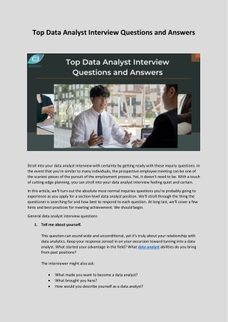 Top Data Analyst Interview Questions and Answers
