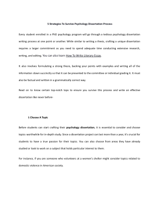 5 Strategies To Survive Psychology Dissertation Process