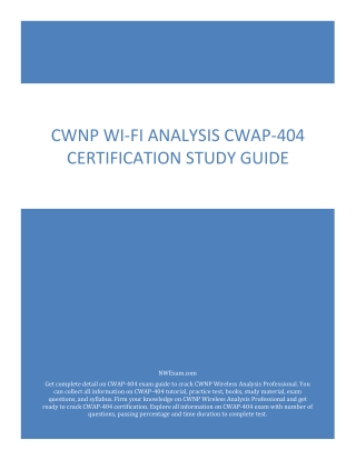 CWNP Wi-Fi Analysis CWAP-404 Certification Study Guide PDF