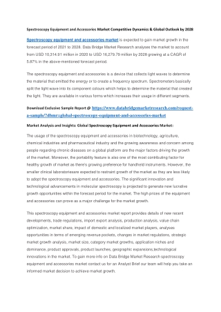 Spectroscopy Equipment and Accessories Market Competitive Dynamics & Global Outlook by 2028