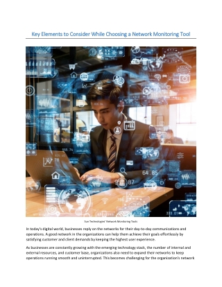 Key Elements to Consider While Choosing a Network Monitoring Tool