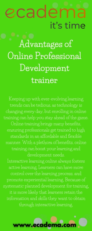 Advantages of Online Professional Development trainer