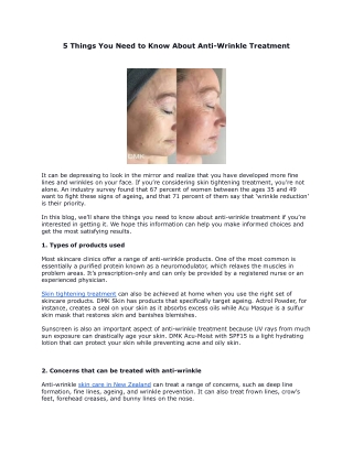 5 Things You Need to Know about Anti-WrinkleTreatment - DMKSkin.com.au