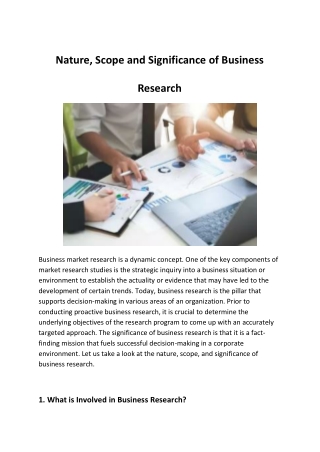 Nature, Scope and Significance of Business Research