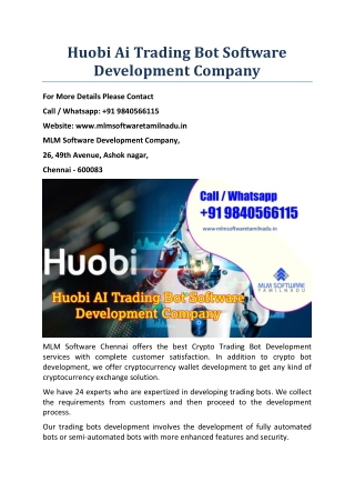 Huobi Ai Trading Bot Software Development Company