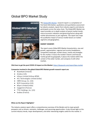Global BPO Market Study