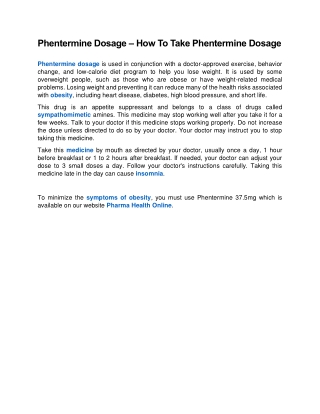 Phentermine Dosage – How To Take Phentermine Dosage
