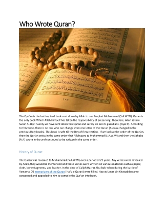 Who Wrote Quran?