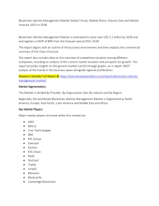 Blockchain Identity Management Market Trends, Market Share, Industry Size, Growth, and Market Forecast 2021 to 2028
