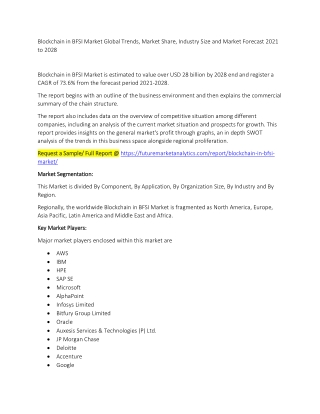 Blockchain in BFSI Market Trends, Market Share, Industry Size, Growth, and Market Forecast 2021 to 2028