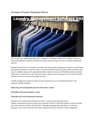 Laundry Management Software UAE