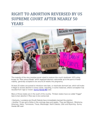 RIGHT TO ABORTION REVERSED BY US SUPREME COURT AFTER NEARLY 50 YEARS