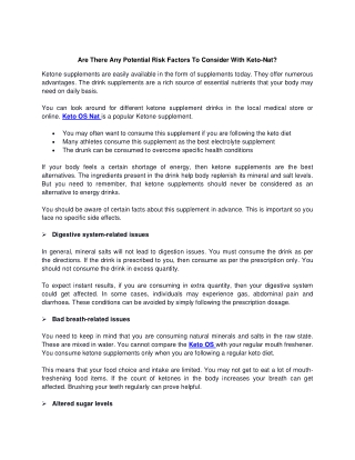 Are There Any Potential Risk Factors To Consider With Keto-Nat?