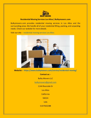 Residential Moving Services Los Altos  Bulkymovers