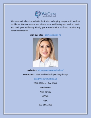 Pain Specialist Nj  Wecaremedical.us